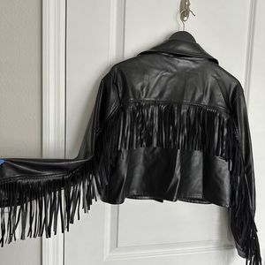 VICI  faux leather fringe jacket